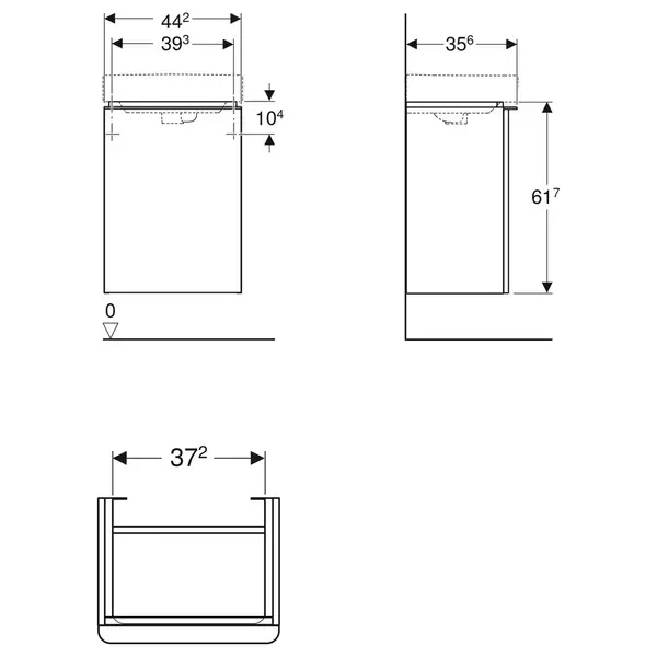 Шкафчик для раковины 44,2 х 35,6 х h61,7 см Geberit Smyle Square, с одной дверцей, белый (500.351.00.1)