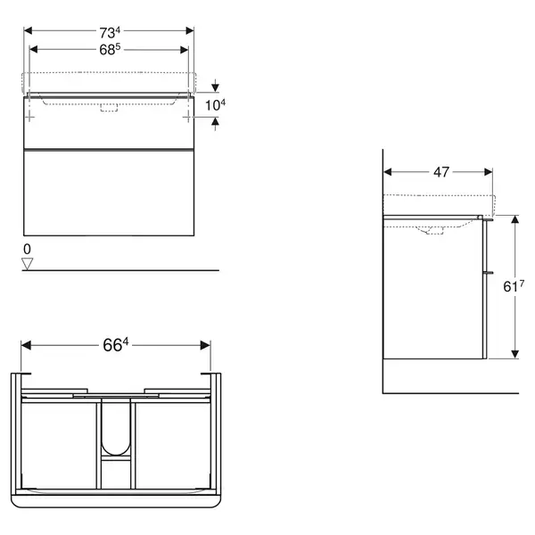 Тумба под раковину Geberit Smyle Square 73,4 см, лава матовая (500.353.JK.1)