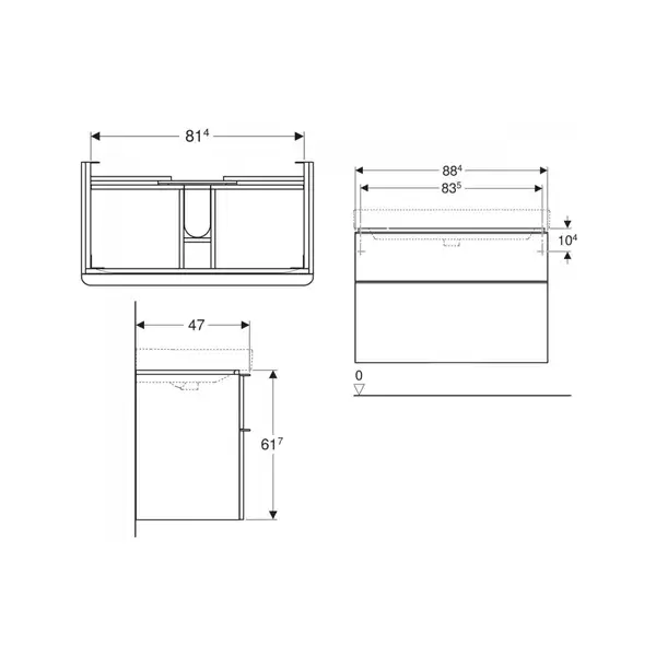 Тумба под раковину Geberit Smyle Square 88,4 см, белый глянцевый (500.354.00.1)