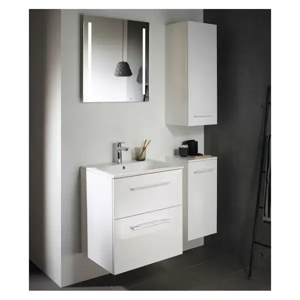 Geberit SELNOVA Square комплект: умывальник встроенный Slim Rim, с тумбой 58,8*50,2см, с 2мя ящиками, цвет белый глянец (501.236.00.1)