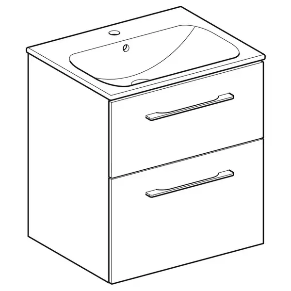 Тумба с раковиной Geberit Selnova Square slim rim 60 см, лава матовая (501.237.00.1)