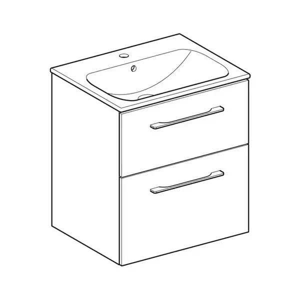 Тумба с раковиной Geberit Selnova Square slim rim 60 см, лава матовая (501.237.00.1)