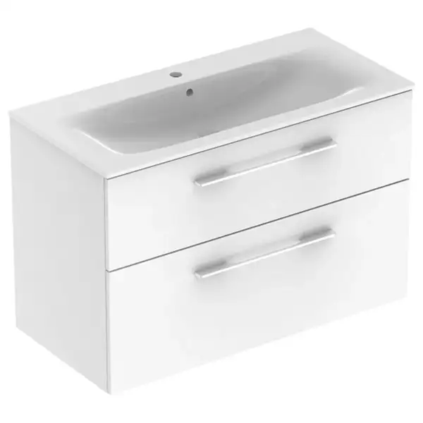 Тумба с раковиной Geberit Selnova Square slim rim 100 см, белый глянцевый (501.244.00.1)
