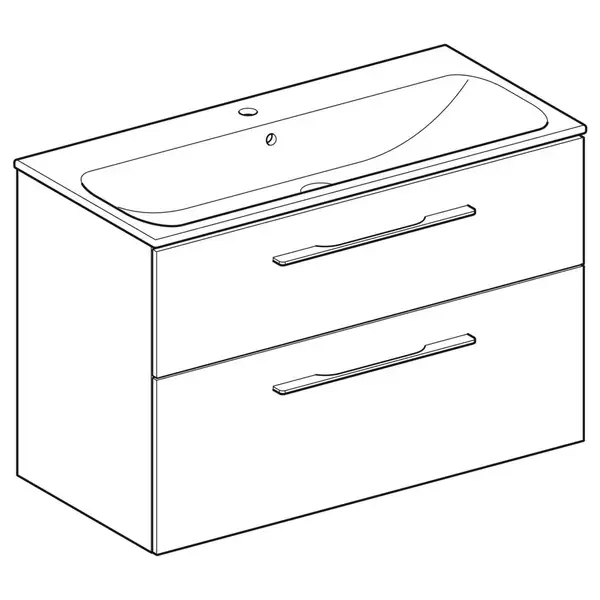 Тумба с раковиной Geberit Selnova Square slim rim 100 см, белый глянцевый (501.244.00.1)