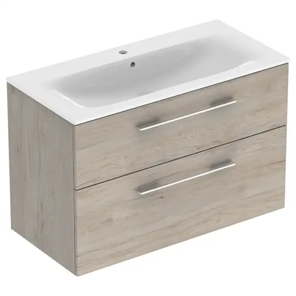 Тумба с раковиной Geberit Selnova Square slim rim 100 см, орех светлый (501.247.00.1)
