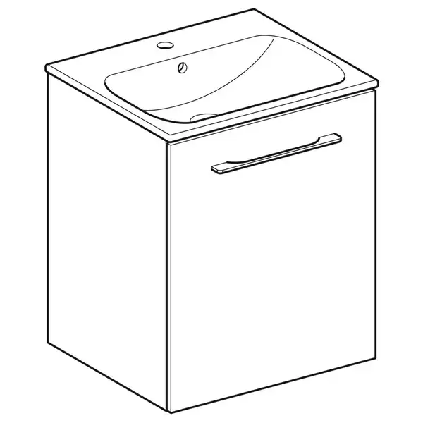 Тумба с раковиной Geberit Selnova Square slim rim 55 см, орех светлый (501.251.00.1)