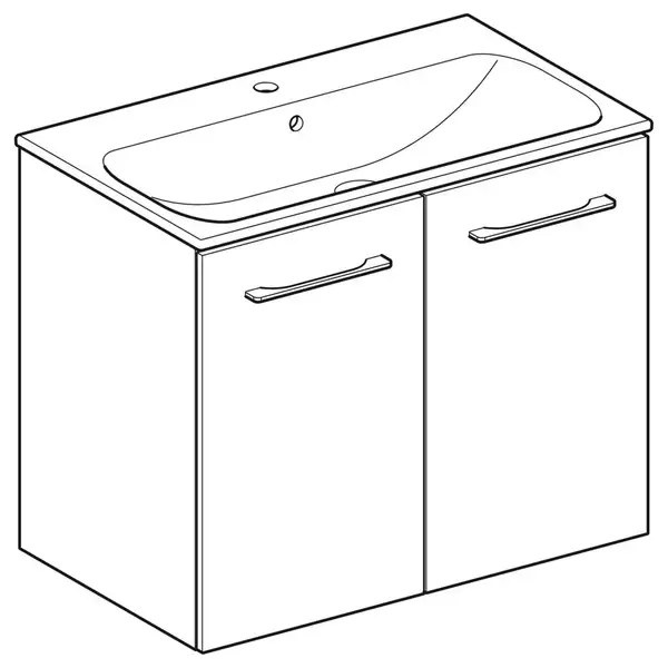 Тумба с раковиной Geberit Selnova Square slim rim 80 см, орех светлый (501.259.00.1)