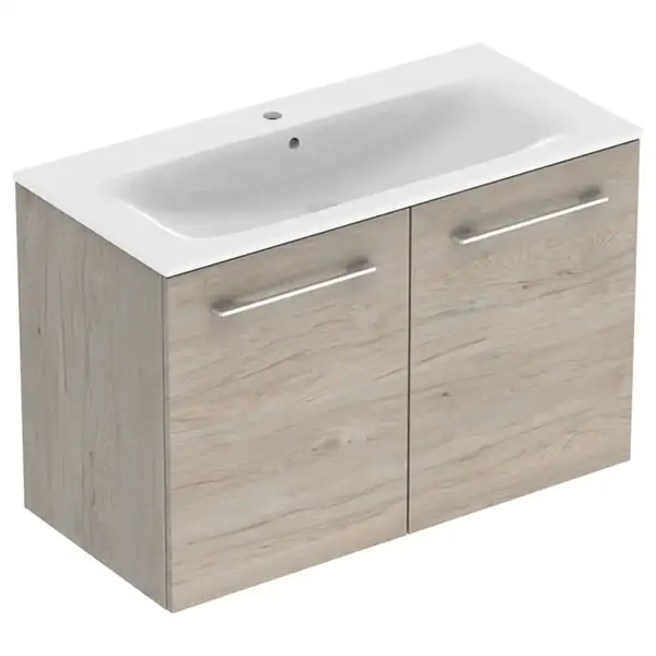 Тумба с раковиной Geberit Selnova Square slim rim 100 см, орех светлый (501.263.00.1)