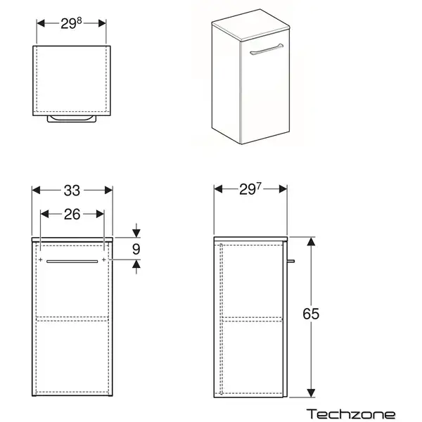 Шкафчик Geberit Selnova Square 33 х 29,7 х h65 см, белый глянцевый (501.272.00.1)