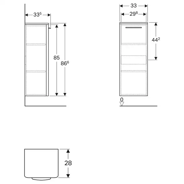 Шкафчик Geberit Selnova Square 33 х 33,5 х h86,6 см, лава матовая (501.392.JK.1)