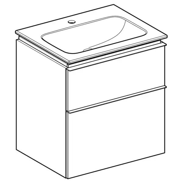 Тумба с раковиной Geberit iCon slim rim 60 см, корпус и фасад - белый глянец / ручки - хром глянец 502.335.01.2