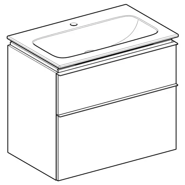 Тумба с раковиной Geberit iCon slim rim 75 см, корпус и фасад - белый глянец / ручки - хром глянец 502.336.01.2