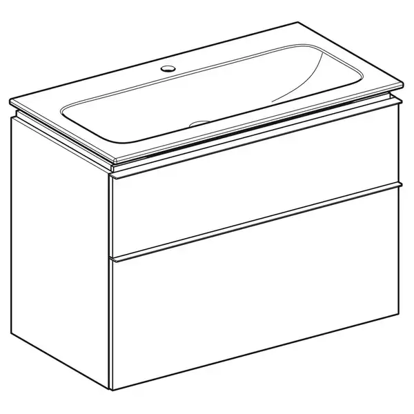 Тумба с раковиной Geberit iCon slim rim 90 см, корпус и фасад - дуб / ручки - лава мат 502.337.JH.1