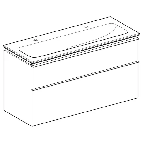 Тумба с раковиной Geberit iCon slim rim 120 см, корпус и фасад - белый глянец / ручки - белый мат 502.338.01.1