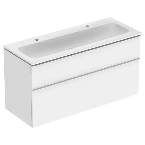 Тумба с раковиной Geberit iCon slim rim 120 см, корпус и фасад - белый мат / ручки - белый мат 502.338.01.3