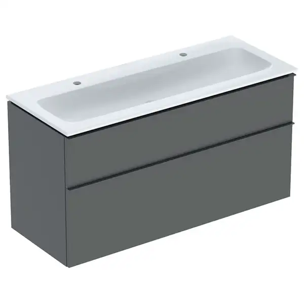 Тумба с раковиной Geberit iCon slim rim 120 см, корпус и фасад - лава мат / ручки - лава мат 502.338.JK.1