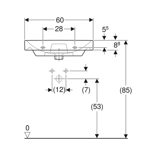 Шафка з умивальником Air-Line 600 БГ Sunwest Smile-600 Square (500.229.01.1) Geberit (Air-Line 600 БГ+Smile-600)