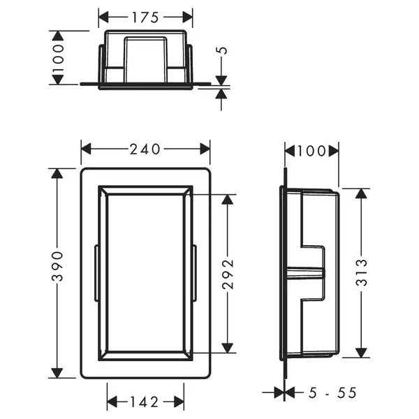 Настенная ниша со встроенной рамой Hansgrohe XtraStoris Original 30 x 15 x 10 см, нержавеющая сталь (56057800) фото 2 Aquada.com.ua
