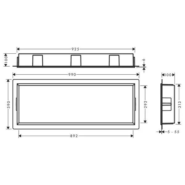 Настенная ниша со встроенной рамой Hansgrohe XtraStoris Original 30 x 90 x 10 см, белый матовый (56067700) фото 2 Aquada.com.ua