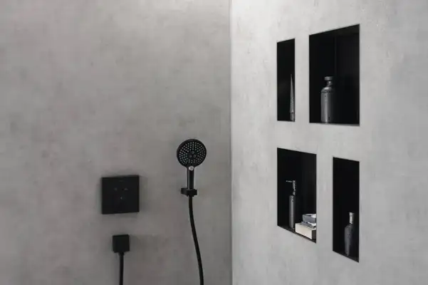 Ниша в стене с открытой рамой Hansgrohe XtraStoris Minimalistic 30 х 30 х 10 см, чёрный матовый (56073670) фото 2 Aquada.com.ua
