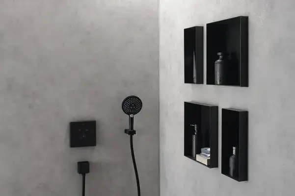 Ниша в стене с открытой рамой Hansgrohe XtraStoris Minimalistic 30 х 15 х 14 см, чёрный матовый (56076670) фото 2 Aquada.com.ua