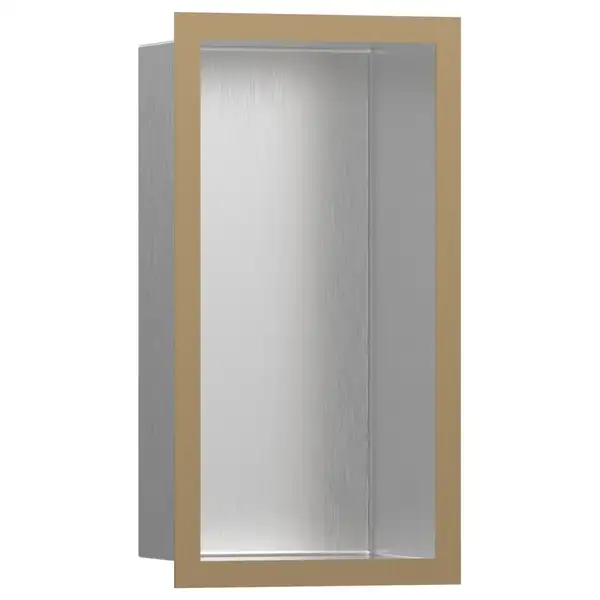 Настенная ниша из матовой нержавеющей стали с дизайнерской рамкой Hansgrohe XtraStoris Individual 30 х 15 х 10 см, матовая бронза (56094140) фото 1 Aquada.com.ua
