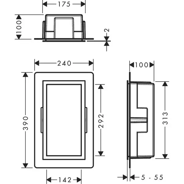 Настінна ніша Hansgrohe XtraStoris Individual з рамкою 30x15x10 см, чорний матовий хром (56094340)