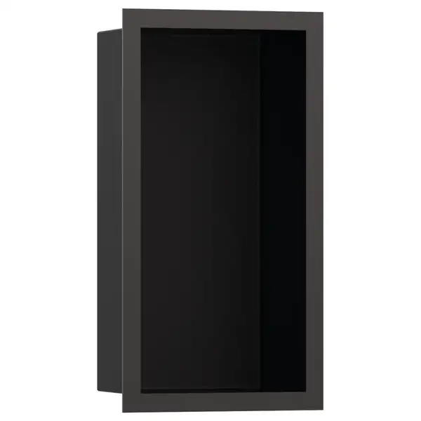 Настенная ниша с дизайнерской рамкой Hansgrohe XtraStoris Individual 30 х 15 х 10 см, чёрный матовый хром (56095340) фото 1 Aquada.com.ua