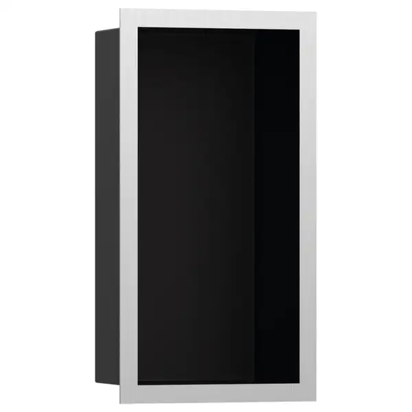 Настенная ниша с дизайнерской рамкой Hansgrohe XtraStoris Individual 30 х 15 х 10 см, матовая нержавеющая сталь (56095800) фото 1 Aquada.com.ua