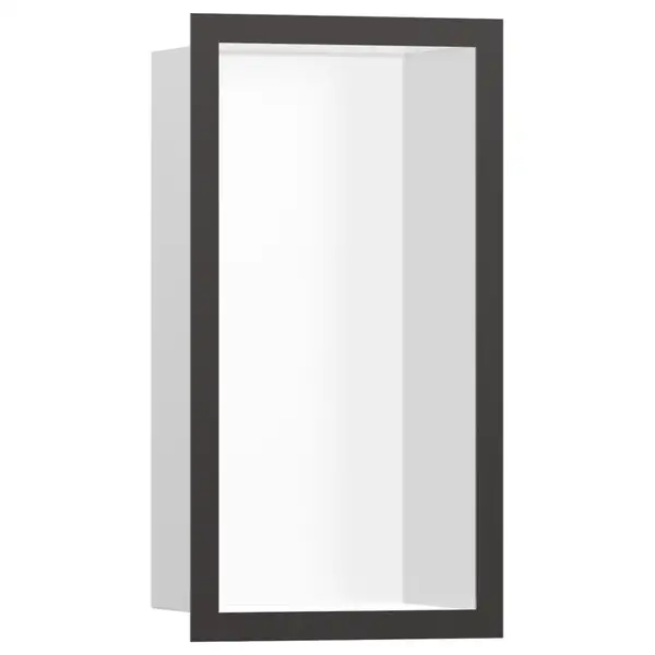 Настенная ниша с дизайнерской рамкой Hansgrohe XtraStoris Individual 30 х 15 х 10 см, матовый чёрный хром (56096340) фото 1 Aquada.com.ua