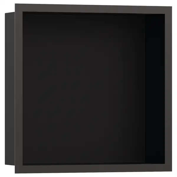 Настенная ниша с дизайнерской рамкой Hansgrohe XtraStoris Individual 30 х 30 х 10 см, чёрный матовый хром (56098340) фото 1 Aquada.com.ua