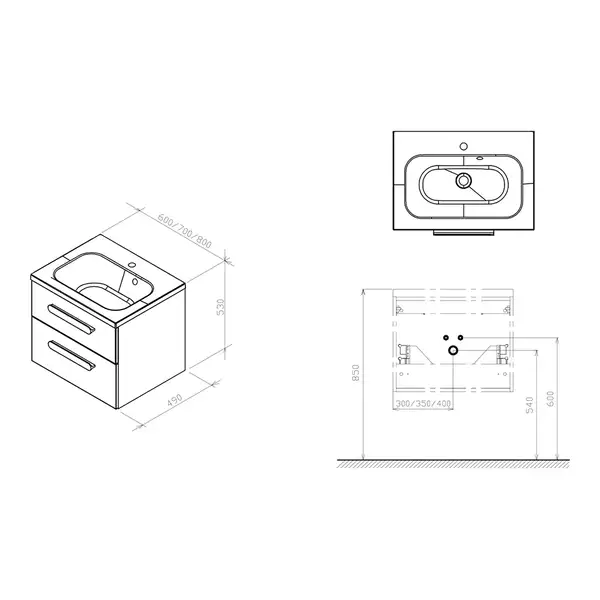 Шафка під умивальник SD 600 CHROME II white-white, RAVAK (X000000918)
