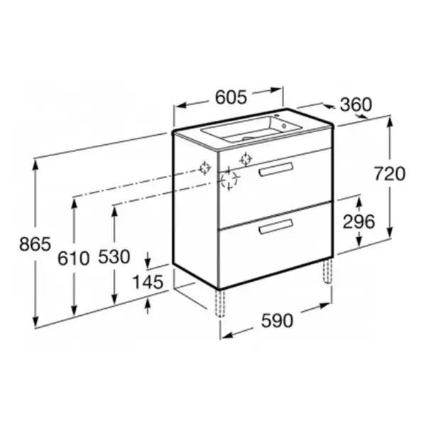 Тумба з умивальником Roca Debba 60,5х36 (A855905153)