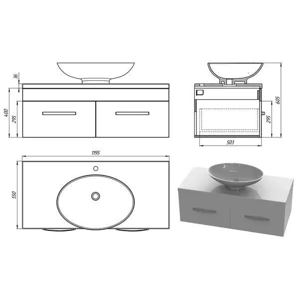 Snail Тумба «Венера» з умивальником «Ніка» А800 Маренго глянець (1200KM103A800)
