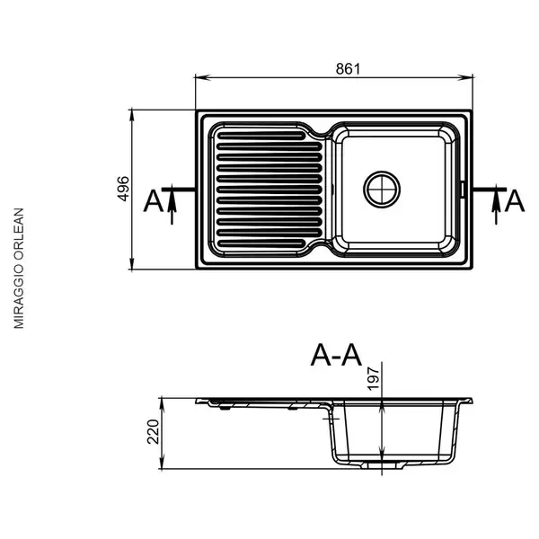 MIRAGGIO Кухонная мойка ORLEAN серая (0000034)