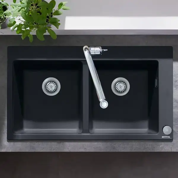 Hansgrohe S510-F770 Кухонна мийка на 2 чаші, Graphiteblack (43316170)