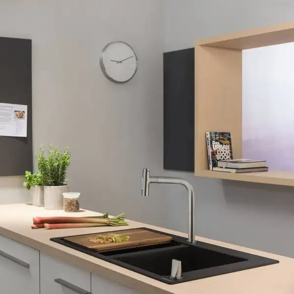 Hansgrohe S510-F770 Кухонна мийка на 2 чаші, Graphiteblack (43316170)