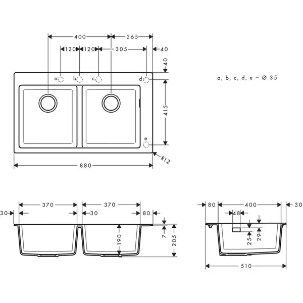 Hansgrohe S510-F770 Мийка кухонна, Stonegrey (43316290)