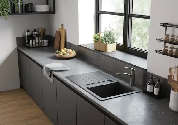Мийка для кухні Hansgrohe S52 S520-F345, чорний сірий камінь 43356290