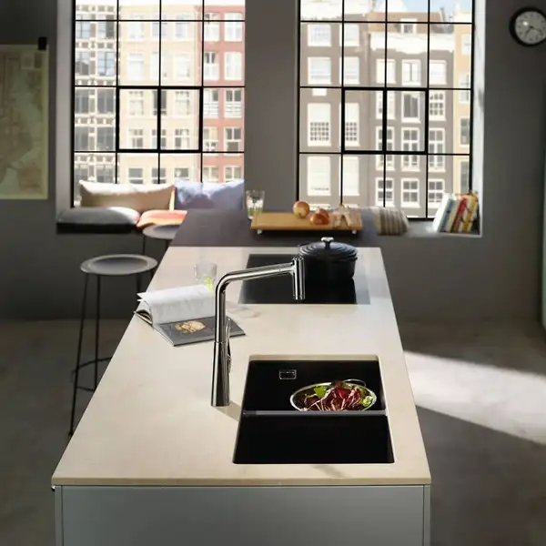 Кухонна мийка Hansgrohe S510-U770 під стільницю 820х450 на дві чаші 370/370, Concretegrey (43434380)