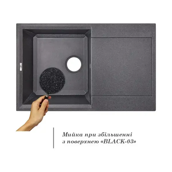 Lidz BLA-03 Кухонна мийка, чорна (LIDZBLA03790495230)