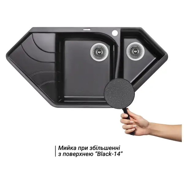 Кухонная мойка с дополнительной чашей Lidz 1000x500/225 BLM-14 (LIDZBLM141000500225)
