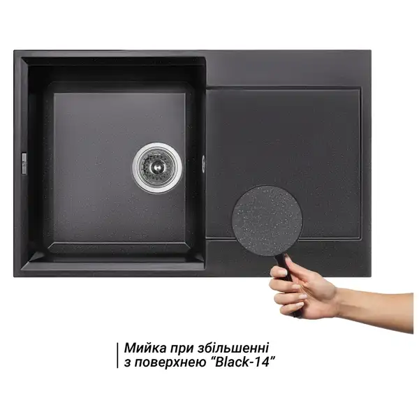 Lidz BLM-14 Кухонна мийка, чорна матова (LIDZBLM14790495230)
