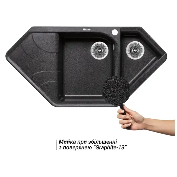 Кухонная мойка с дополнительной чашей Lidz 1000x500/225 GRF-13 (LIDZGRF131000500225)