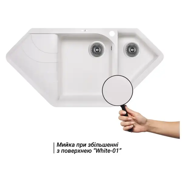 Кухонная мойка с дополнительной чашей Lidz 1000x500/225 WHI-01 (LIDZWHI011000500225)