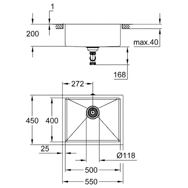 Grohe K700U Мойка для кухни, нержавеющая сталь (31574SD1)