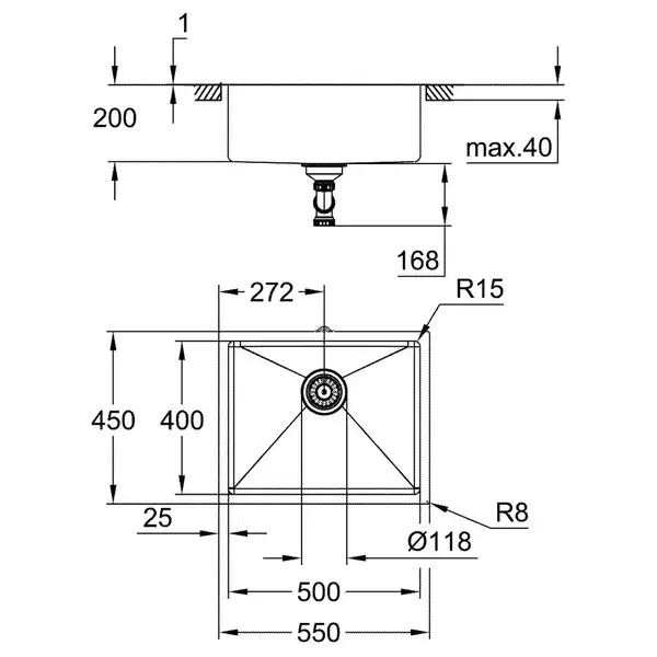 Grohe K700U Мойка для кухни, нержавеющая сталь (31574SD1)