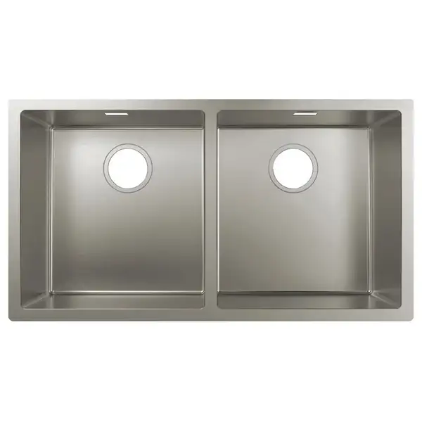 Кухонна мийка Hansgrohe S71 S719-U755 під стільницю 815х450 на 2 чаші 370/370, stainless steel (43430800)