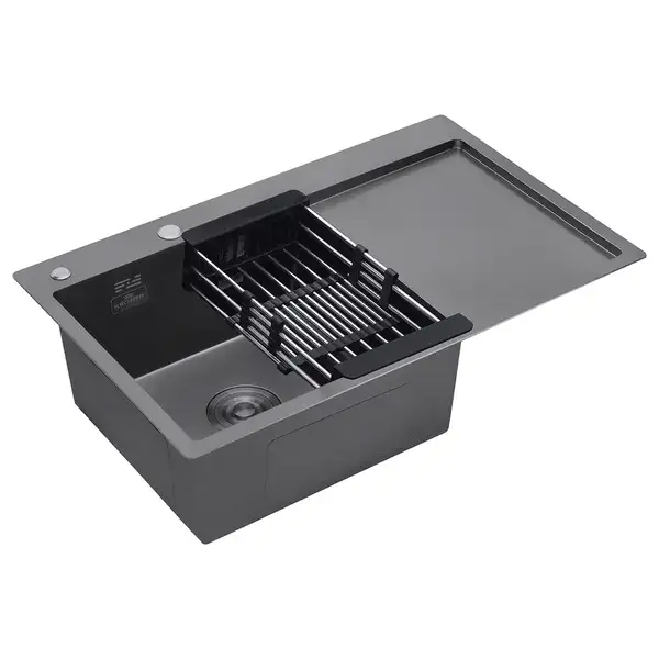 Kroner KRP PVD Кухонная мойка, черная (Schwarze-7849LHM)