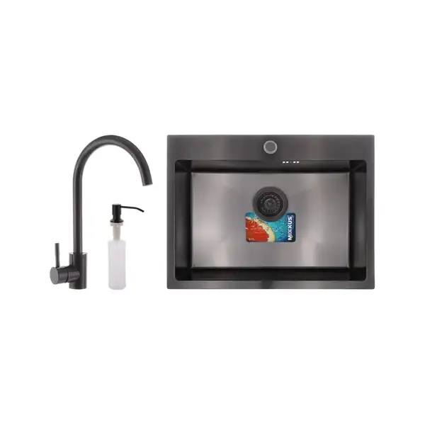 MIXXUS SET-6045-PVD Набор: мойка, смеситель, диспенсер (MX0587)